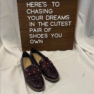 Kate Soade Burgundy Loafers with Embellishments